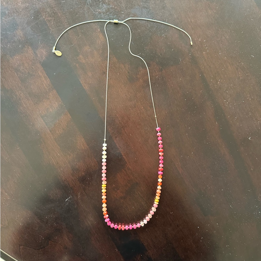 LOFT, Multicolor Beaded Necklace, Slide Clasp